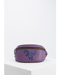 Фиолетовая кожаная поясная сумка от Coach