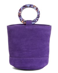 Фиолетовая кожаная сумка-мешок