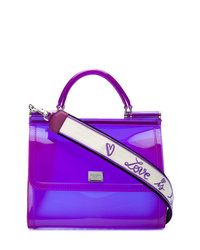 Фиолетовая кожаная сумка-саквояж от Dolce & Gabbana