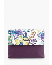Фиолетовая кожаная сумка через плечо с цветочным принтом от Savio