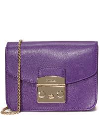 Фиолетовая кожаная сумка через плечо от Furla