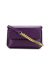 Фиолетовая кожаная сумка через плечо от Philippe Model