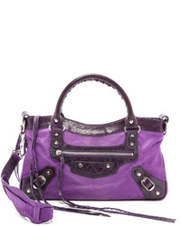 Женская фиолетовая кожаная сумка от Balenciaga