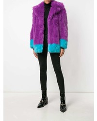 Фиолетовая короткая шуба от Alberta Ferretti