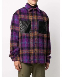 Мужская фиолетовая куртка-рубашка в шотландскую клетку от DUOltd