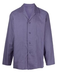 Мужская фиолетовая льняная рубашка с длинным рукавом от Homme Plissé Issey Miyake