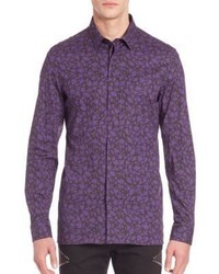 Фиолетовая рубашка с геометрическим рисунком