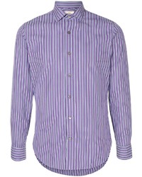 Мужская фиолетовая рубашка с длинным рукавом в вертикальную полоску от Kent & Curwen