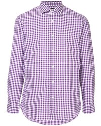 Мужская фиолетовая рубашка с длинным рукавом в мелкую клетку от Kent & Curwen