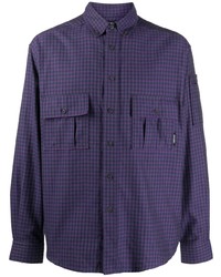 Мужская фиолетовая рубашка с длинным рукавом в мелкую клетку от PACCBET