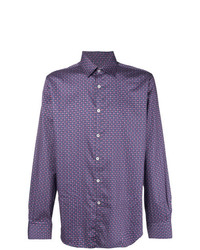 Мужская фиолетовая рубашка с длинным рукавом с принтом от Canali