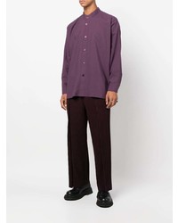 Мужская фиолетовая рубашка с длинным рукавом от Homme Plissé Issey Miyake