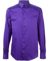 Мужская фиолетовая рубашка с длинным рукавом от Versace