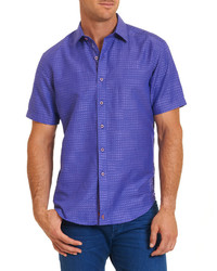 Фиолетовая рубашка с коротким рукавом с принтом