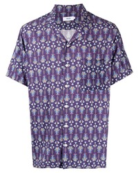 Мужская фиолетовая рубашка с коротким рукавом с принтом от Arrels Barcelona