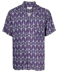 Мужская фиолетовая рубашка с коротким рукавом с принтом от Arrels Barcelona