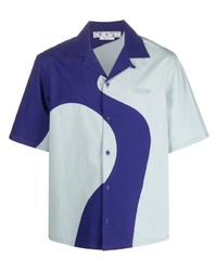 Мужская фиолетовая рубашка с коротким рукавом с принтом от Off-White