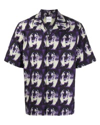 Мужская фиолетовая рубашка с коротким рукавом с принтом от Paul Smith