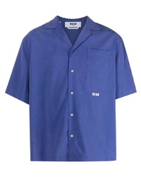 Мужская фиолетовая рубашка с коротким рукавом от MSGM