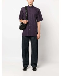 Мужская фиолетовая рубашка с коротким рукавом от Maison Margiela