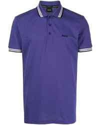 Мужская фиолетовая футболка-поло с вышивкой от BOSS
