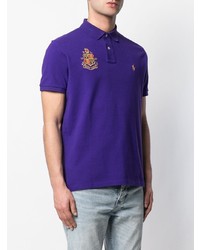 Мужская фиолетовая футболка-поло с вышивкой от Polo Ralph Lauren