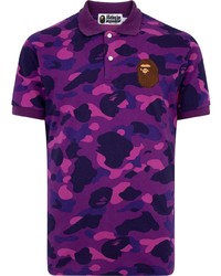 Фиолетовая футболка-поло с камуфляжным принтом