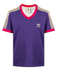 Мужская фиолетовая футболка с v-образным вырезом от adidas