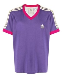 Мужская фиолетовая футболка с v-образным вырезом от adidas