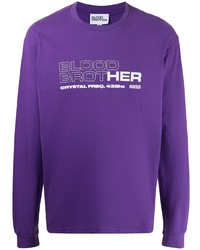Мужская фиолетовая футболка с длинным рукавом с принтом от Blood Brother
