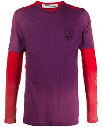 Мужская фиолетовая футболка с длинным рукавом с принтом от Off-White