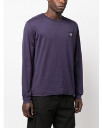 Мужская фиолетовая футболка с длинным рукавом от Stone Island