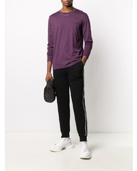 Мужская фиолетовая футболка с длинным рукавом от Balmain