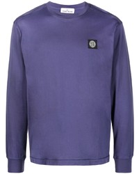 Мужская фиолетовая футболка с длинным рукавом от Stone Island