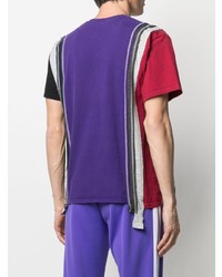 Мужская фиолетовая футболка с круглым вырезом в стиле пэчворк от Needles