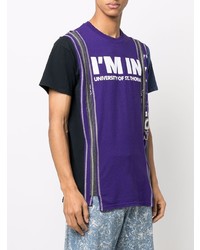 Мужская фиолетовая футболка с круглым вырезом в стиле пэчворк от Needles