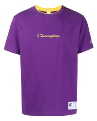 Мужская фиолетовая футболка с круглым вырезом с вышивкой от Carhartt WIP
