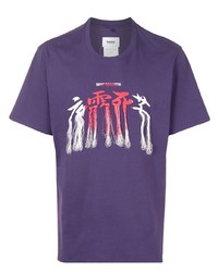 Мужская фиолетовая футболка с круглым вырезом с вышивкой от Doublet