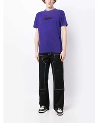 Мужская фиолетовая футболка с круглым вырезом с вышивкой от Off-White