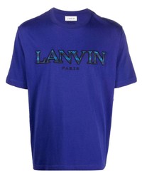 Мужская фиолетовая футболка с круглым вырезом с вышивкой от Lanvin