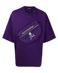 Мужская фиолетовая футболка с круглым вырезом с вышивкой от Mastermind World