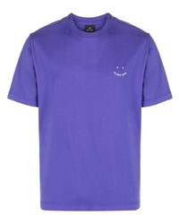 Мужская фиолетовая футболка с круглым вырезом с вышивкой от PS Paul Smith