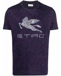 Мужская фиолетовая футболка с круглым вырезом с "огурцами" от Etro