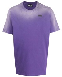 Мужская фиолетовая футболка с круглым вырезом с принтом тай-дай от Diesel