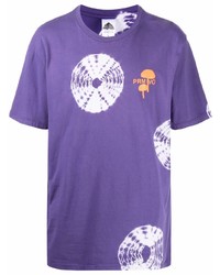 Мужская фиолетовая футболка с круглым вырезом с принтом тай-дай от Prmtvo