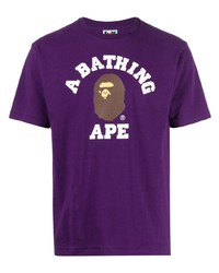 Мужская фиолетовая футболка с круглым вырезом с принтом от A Bathing Ape