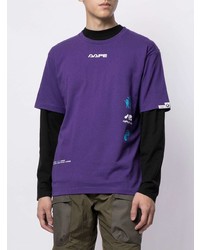 Мужская фиолетовая футболка с круглым вырезом с принтом от AAPE BY A BATHING APE