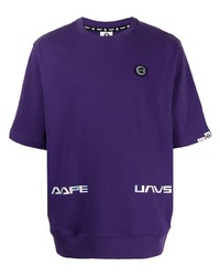 Мужская фиолетовая футболка с круглым вырезом с принтом от AAPE BY A BATHING APE