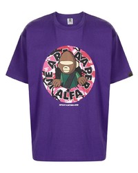 Мужская фиолетовая футболка с круглым вырезом с принтом от AAPE BY A BATHING APE