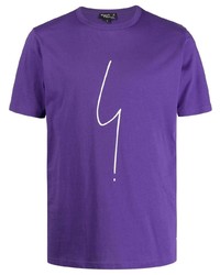 Мужская фиолетовая футболка с круглым вырезом с принтом от agnès b.